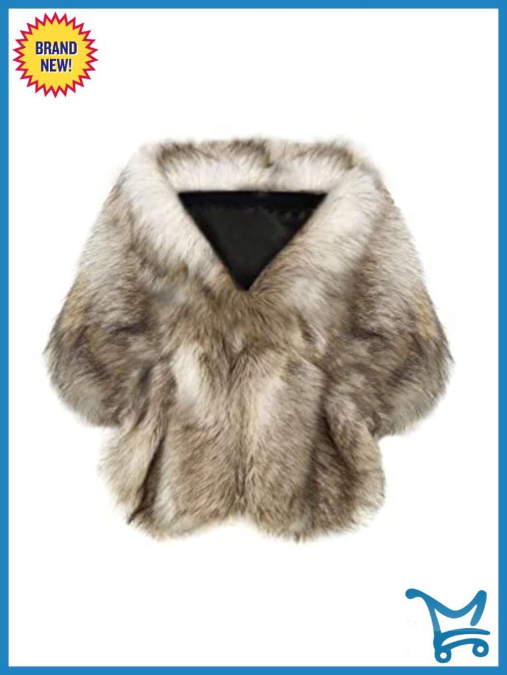 Faux Fur Shawl Wrap Evening Cape Winter Coat Accessory Hook Eye Closure